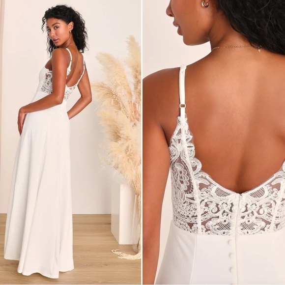 LULUS Bridal Wedding Elegant Sophisticated Sexy Floral Mermaid Trumpet Gown - Picture 3 of 4